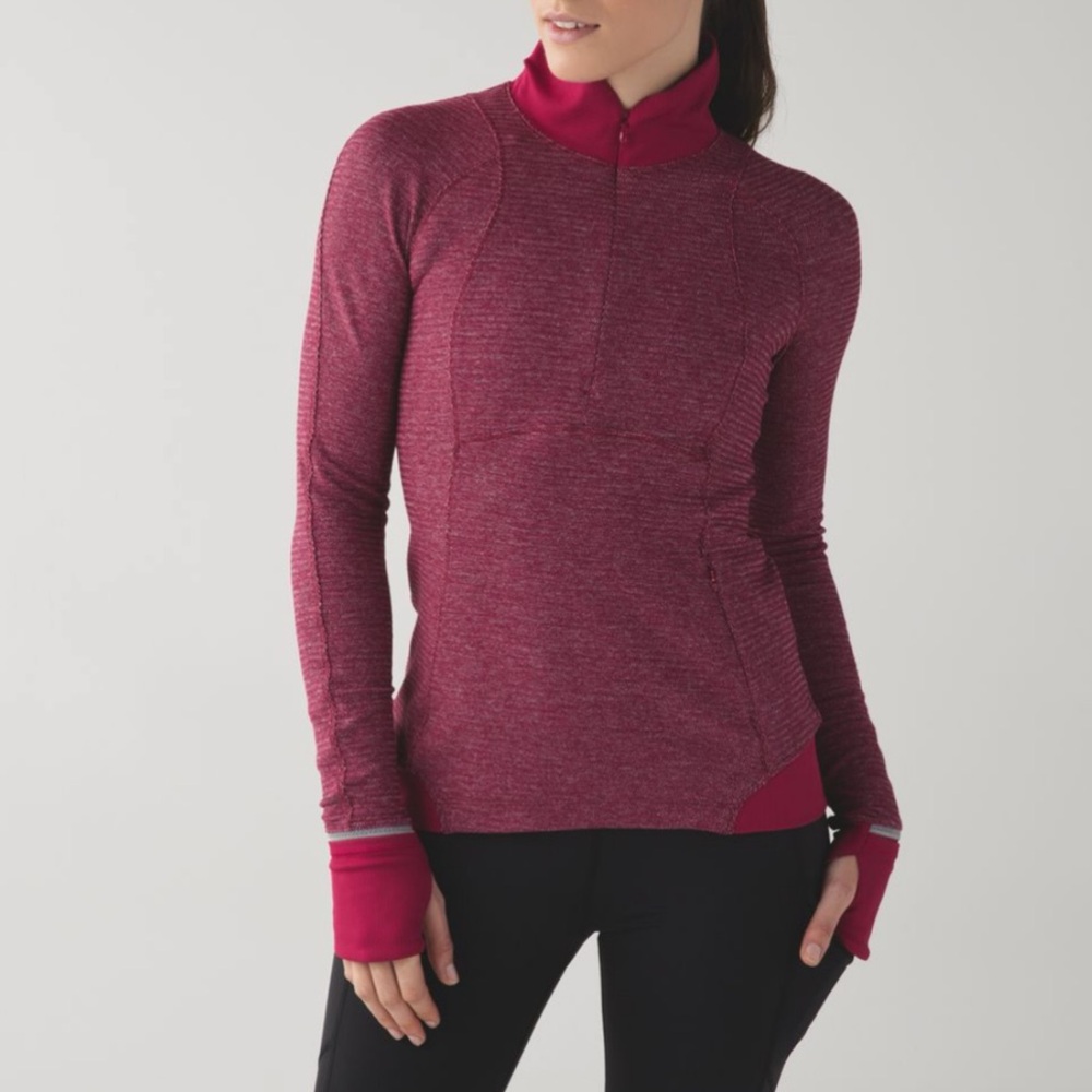 Lululemon Runderful 1/2 Zip in Pique Bordeaux Heathered Berry Rumble [1455]